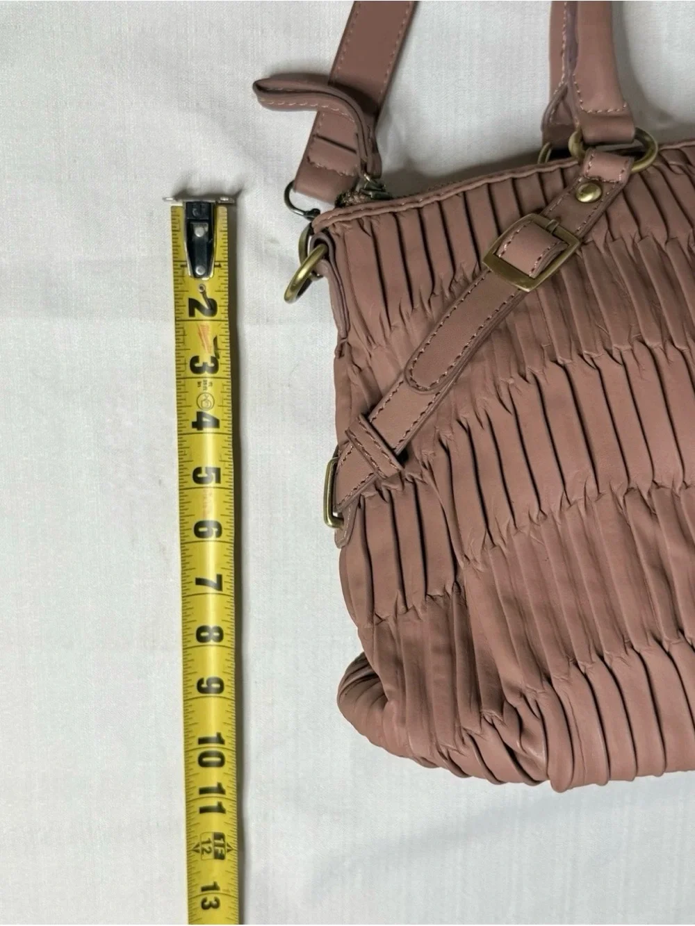COACH 2WAY Madison Gathered 2-Way Tote Leather Handbag Blush Pink Crossbody